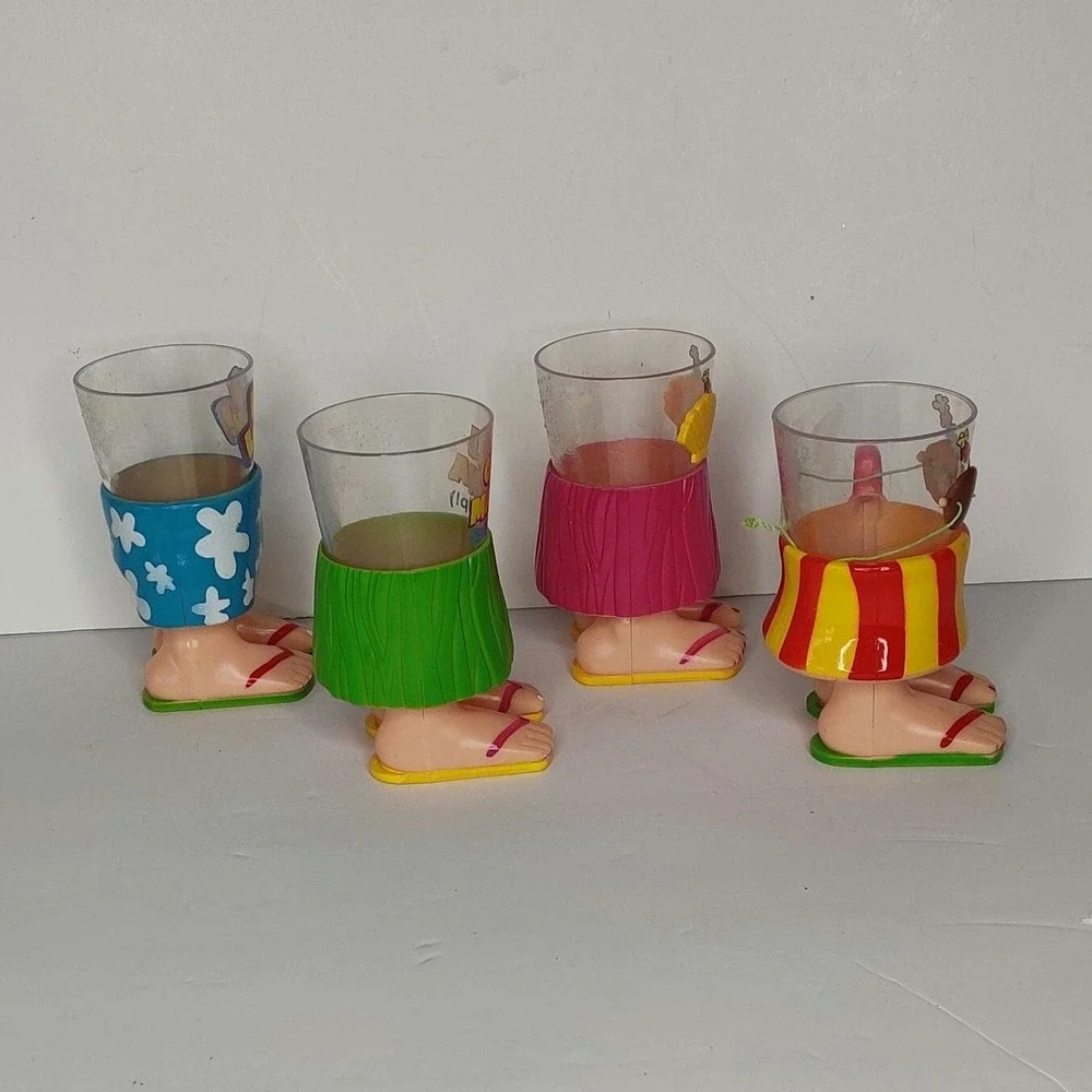 Aloha Hawaiian Hula Girl and Board‎ Shorts Plastic Shot Glasses His and Hers Set
